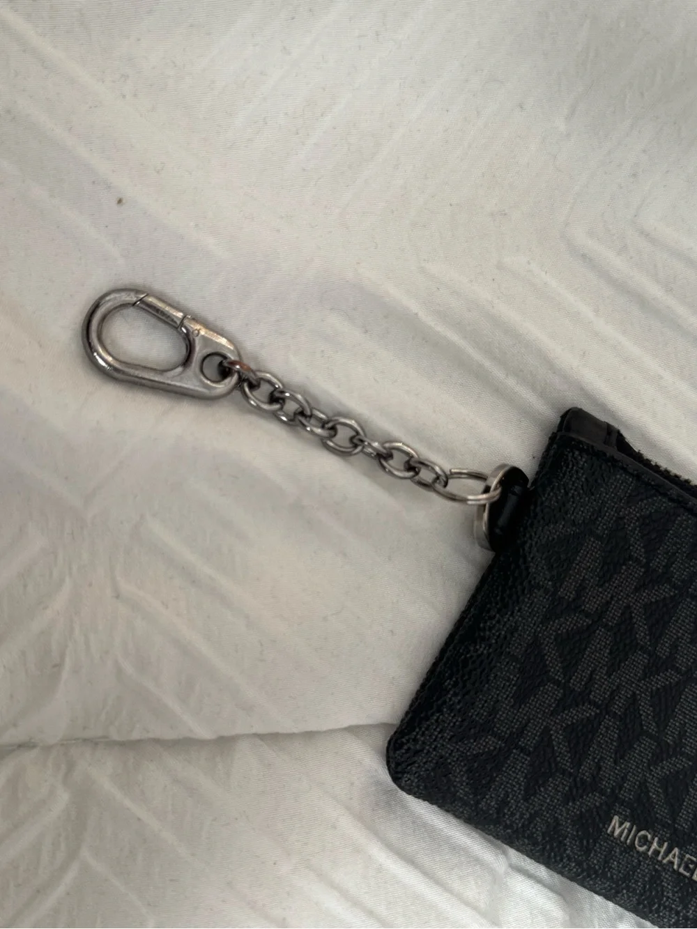 Michael Kors Black Logo Zip Key Pouch with Chain Clip